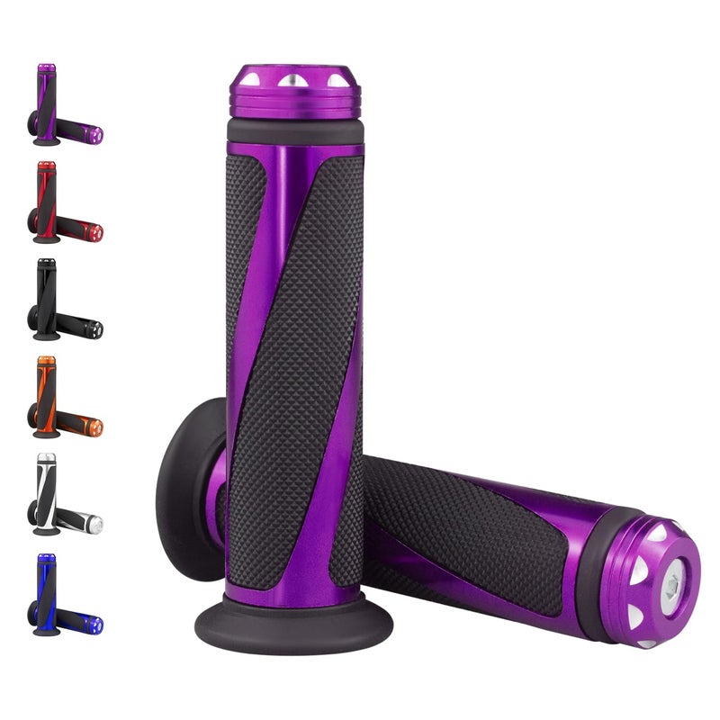 amavoler Universal Motorcycle Handlebar Grips Fits for Motorcycles with 7/8"" Left Grip and 1"" Right (Purple) - Image 1